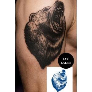 Ayı Figürlü 12 Saat Sonra Kararan Geçici Mini Dövme Tattoo