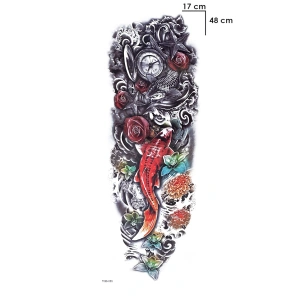 Balık Ve Saat Kol Dövme Geçici Tattoo