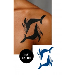 Balina Figürlü 12 Saat Sonra Kararan Geçici Mini Dövme Tattoo