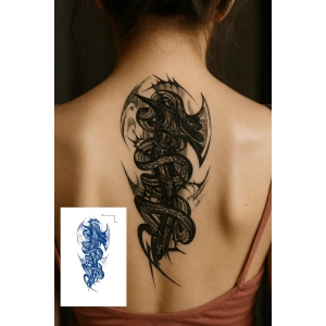 Balta Figürlü 12 Saat Sonra Kararan Geçici Orta Dövme Tattoo