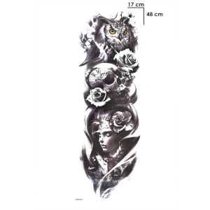 Baykuş ve Kız Kol Geçici Dövme Tattoo