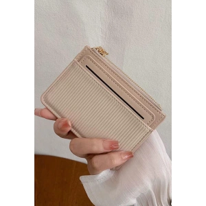 Bej Renk Deri Kadın Cüzdan/Kartlık