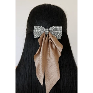 Bej Renk Taş Detaylı Kurdele Otomat Toka