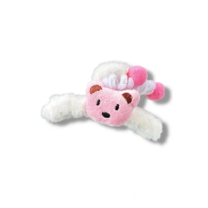 Beyaz Renk Ayıcık Figürlü Peluş Mandal Toka