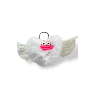 Beyaz Renk Canavar Figürlü Peluş Anahtarlık