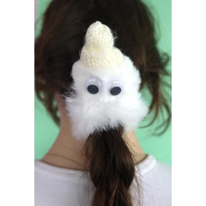 Beyaz Renk Canavar Figürlü Peluş Simit Toka