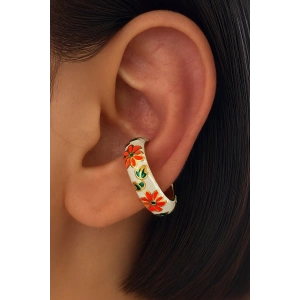 Beyaz Renk Çiçek Figürlü Ear Cuff (Tek)
