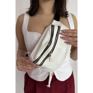 Beyaz Renk Deri Bel Çantası