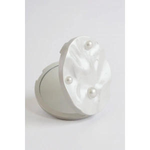 Beyaz Renk İnci Detaylı Cep Aynası