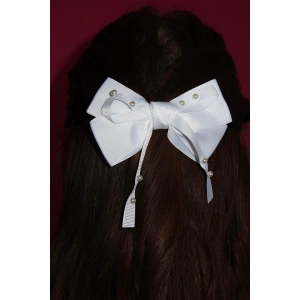 Beyaz Renk İnci Detaylı Kurdele Figürlü Pens Toka