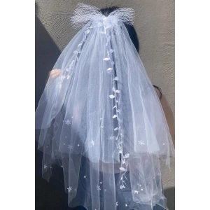 Beyaz Renk İnci Detaylı Prenses Duvak