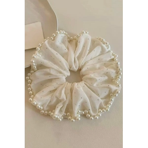 Beyaz Renk İnci Ve Taş Detaylı Simit Toka