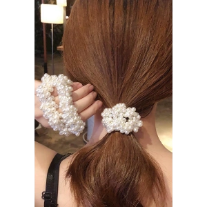 Beyaz Renk İncili Lastik Toka