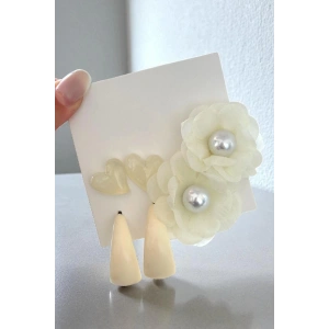 Beyaz Renk Karışık Figürlü 6lı Küpe Set