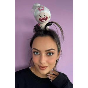 Beyaz Renk Kız Figürlü Perçem Tokası Detaylı Taç