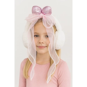 Beyaz Renk Kurdele Figürlü Peluş Kulaklık