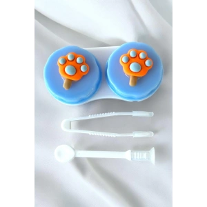 Beyaz Renk Mavi Pati Figürlü Lens Saklama Kutusu