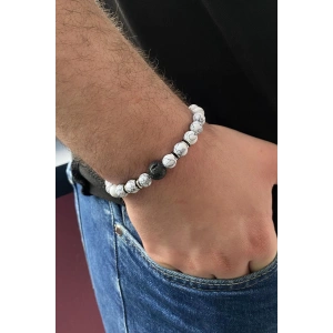 Beyaz Renk Mermer Desenli Erkek Bileklik