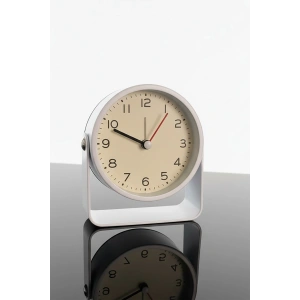 Beyaz Renk Mini Dekoratif Alarmlı Yuvarlak Masa Saati