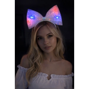 Beyaz Renk Pullu Kurdele Figürlü Işıklı Taç