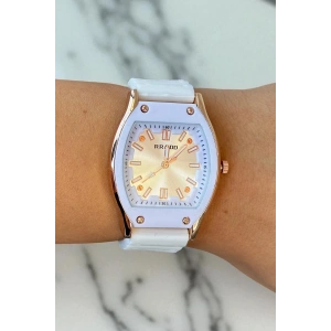 Beyaz Renk Silikon Kordonlu Kadın Saat