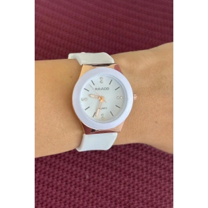 Beyaz Renk Silikon Kordonlu Kadın Saat