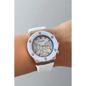 Beyaz Renk Silikon Kordonlu Kadın Saat