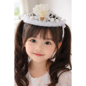 Beyaz Renk Tavşan Figürlü Çocuk Taç