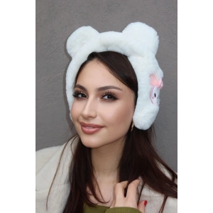 Beyaz Renk Tavşan Figürlü Peluş Çocuk Kulaklık