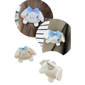 Beyaz Renk Tavşan Figürlü Rozet / Toka