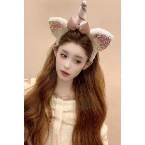 Beyaz Renk Unicorn Figürlü Peluş Taç