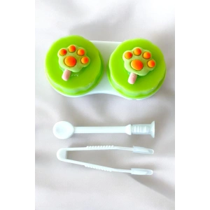 Beyaz Renk Yeşil Pati Figürlü Lens Saklama Kutusu