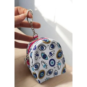 Beyaz Ve Mavi Renk Göz Figürlü Anahtarlık Cüzdan