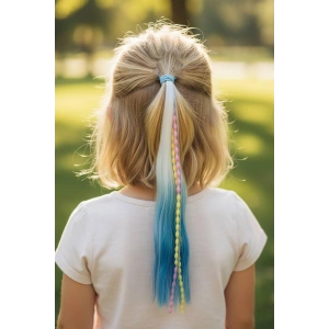 Beyaz Ve Mavi Renk Saç Detaylı Lastik Toka