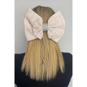 Beyaz Ve Turuncu Renk Kurdele Figürlü Taş Detaylı  Otomat Toka