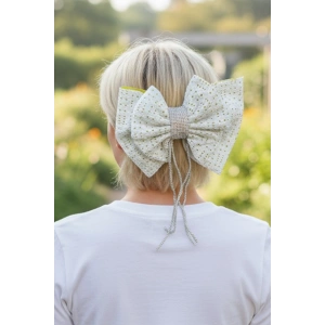 Beyaz Ve Yeşil Renk Kurdele Figürlü Taş Detaylı Otomat Toka