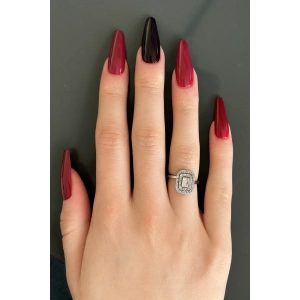 Bordo Renk 25li Takma Tırnak Seti (Yapıştırıcılı)