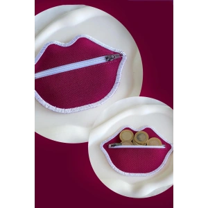 Bordo Renk Dudak Detaylı Kadın Cüzdan