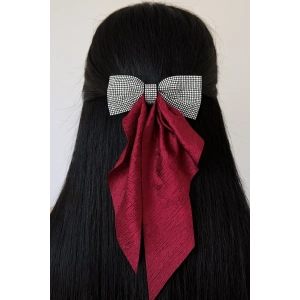 Bordo Renk Taş Detaylı Kurdele Otomat Toka