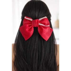 Bordo Renk Taşlı Kurdele Otomat Toka