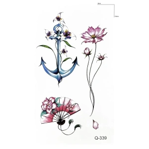 Çapa Çiçek Yelpaze Mini Geçici Dövme Tattoo
