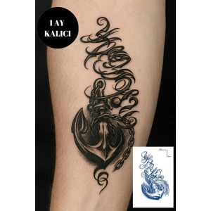 Çapa Figürlü Sonradan Kararan Yarı Kalıcı Geçici Dövme Tattoo