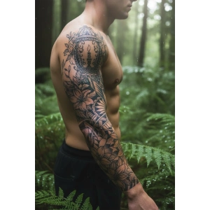 Çiçek Figürlü 12 Saat Sonra Kararan Geçici Kol Dövme Tattoo