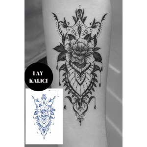 Çiçek  Figürlü 12 Saat Sonra Kararan Geçici Orta Dövme Tattoo