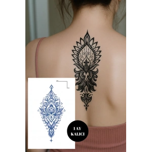 Çiçek Figürlü Figürlü 12 Saat Sonra Kararan Geçici Orta Dövme Tattoo