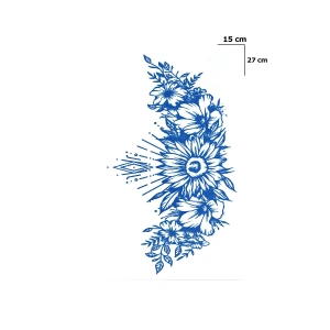 Çiçek Figürlü Sonradan Kararan Yarı Kalıcı Geçici Dövme Tattoo
