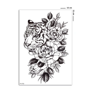 Çiçekli Kaplan Geçici Dövme Tattoo