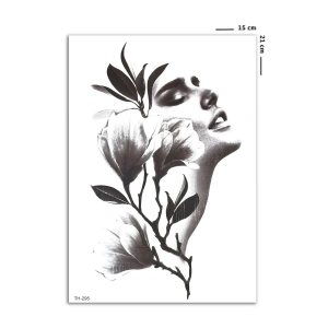 Çiçekli Kız Geçici Dövme Tattoo