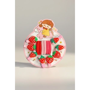 Çilek Figürlü Mini Yan/Lastik Toka Ve  Set