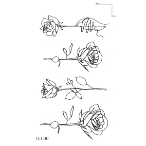 Çizgisel Gül Geçici Dövme Tattoo